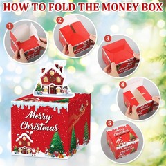 Christmas Money Box for Cash Gift Pull Surprise Money Boxes with Transparent Bag