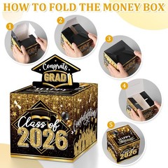 Graduation Money Box Cash Gift Pull Black Gold 2026 Grad Surprise Funny DIY