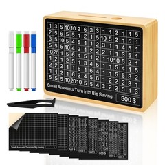 Wooden Cash Saving Box – Money Savings Box Challenge with 8 Saving Targets