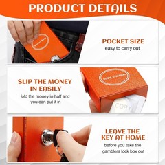 1 Pack Metal Box for Gamblers Pocket Sized Winner Bank Casino Cash Box with 2…