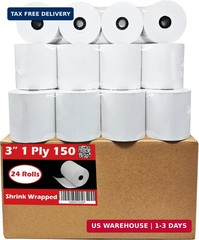 (24 Rolls) 3″ x 150′ 1 Ply Bond (Non -Thermal Kitchen Printer Paper) POS Receipt