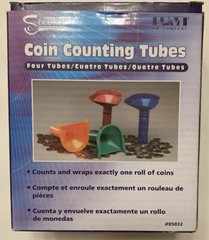 PM Company Color-Coded Coin Counting Tubes for Pennies Through Quarters (Set)