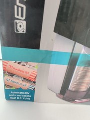 New Open Emerson 4 Barrel Automatic Coin Sorter Sorts Stacks US Coins Battery