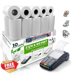 PM Company Thermal Receipt Rolls 2 1/4″ x 50 ft BPA-Free 10 Pack Terminals