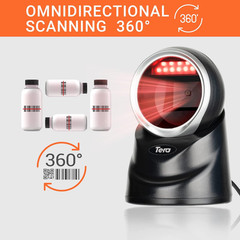 Pro Omnidirectional Barcode Scanner 2D QR Desktop Handsfree, Adjustable Scan Hea