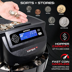 Viper V395 Coin Counter, Sorter, and Wrapper, Sorts All US Coins Including Half