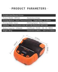 3 Inch RPP320 Receipt Label Printing Bluetooth Portable Mobile Printer