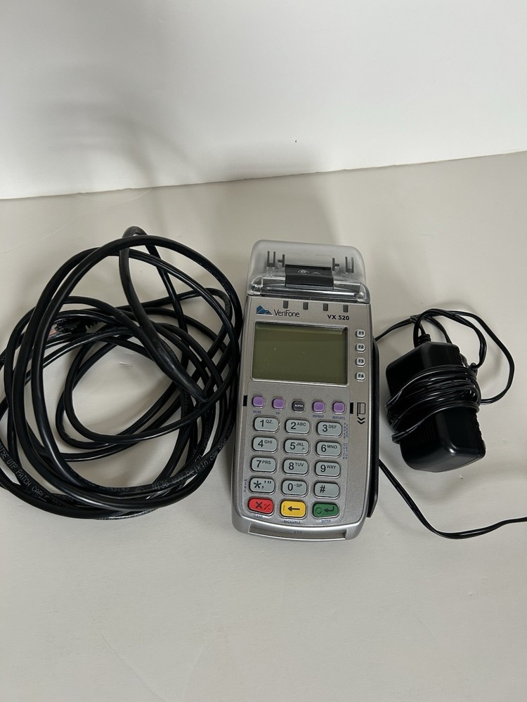 Verifone VX520 CTLS Credit Card Machine with Power Supply and Ethernet Cable
