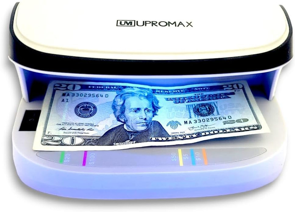 UV Counterfeit Bill Money Detector MIUX09, Portable, Rechargeable, Lightweight,