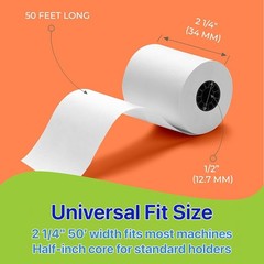 Thermal Paper Rolls [2 1/4″ X 50 Ft] X [10 Rolls] Bpa-Free Receipt Paper for POS