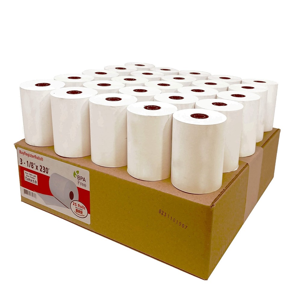 (25 Rolls) 3 1/8 x 230 Thermal (80mm x 70m) 48 GSM Thickness Tape For Square …