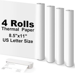 Thermal Printer Paper 8.5”x11” US Letter Size, 4 Rolls BPA free Quick-Dry Ther
