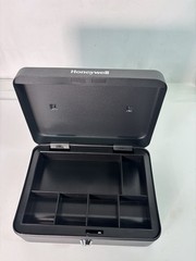 Honeywell 6112 Steel Cash Box 1 Bill & 5 Coin Slots 2 Keys Handle 9.8″ X 7.3″