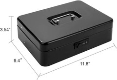 Cash Box with Money Tray and Combination Lock Metal Money Box for Cash Register