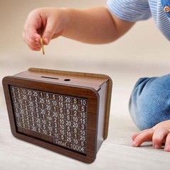 €1000-€10000 Wooden Money Box with Counter Money Piggy Bank Cash Coin Saving JQ
