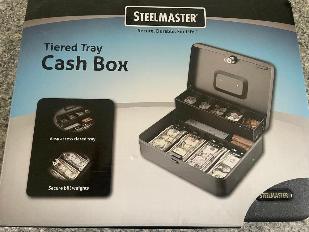 New~Steelmaster Tiered Tray Cash Box w/Keys~MMF Industries~Durable/Secure