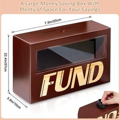 Money Saving Box Wooden Money Box for Cash 10000 Savings Challenge Box Coin Bank