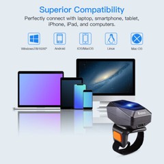 Eyoyo Barcode Scanner 1D Laser Finger Ring Reader Wireless Bluetooth for Iphone