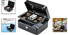 Medium Portable Cash Box with Removable Tray & Key Lock – Versatile Black Design