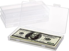 4 Pack Plastic Money Organizer Clear Cash Box with Lid Flat Money Saving Holder