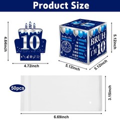 10th Birthday Decorations PullOut Money Gift Box Cash Blue Silver Fun Card