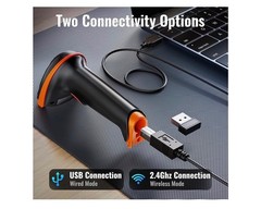 Tera Barcode Scanner Wireless 1D Laser Cordless Barcode Reader USB 5100 Orange
