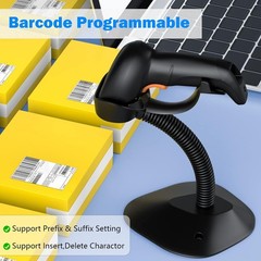 Bluetooth Wireless Barcode Scanner with Auto-Sensing Stand – 24hr Battery Life