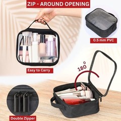Clear Makeup Bags with Zipper 3pcs in Black, 6.5 x 8.3 inches – Quart Size, T…