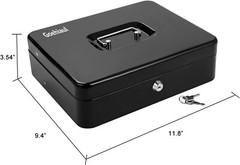 Cash Box with Lock Key & Money Tray Large for Cash Register for Money Safe,Metal