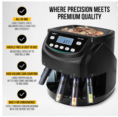 NEW Kolibri model KCS-2000 Professional USD Coin Sorter Counter Wrapper Machine