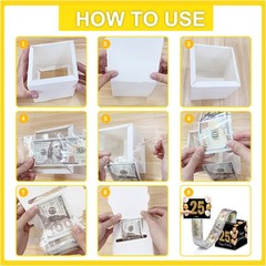 25th Birthday Money Box Cash Pull Black Gold 50 PCS Transparent Bags Card