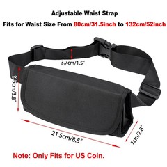 US Coin Holder Dispenser Fanny Pack 1 PCS With Belt Banknote Organizer Black