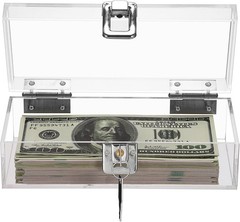 Lockable Money Storage Box Clear Acrylic Cash Holder with Key Lock Cash Organ…