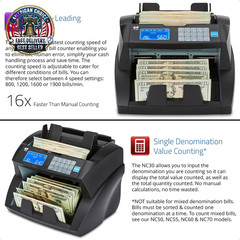 NC30 Bill Counter & Counterfeit Detector – Cash Money Currency Machine