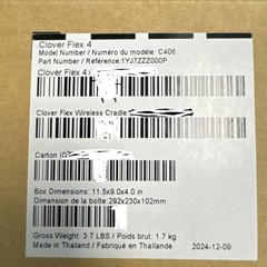 Clover Flex 4 C406 POS Terminal w/Wireless Cradle 1YJ7ZZZ000P Factory Sealed Box