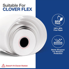 Clover Flex Paper Rolls – 10 Rolls – 2 1/4’’ X 50’- 48 GSM – Clover Flex Receipt