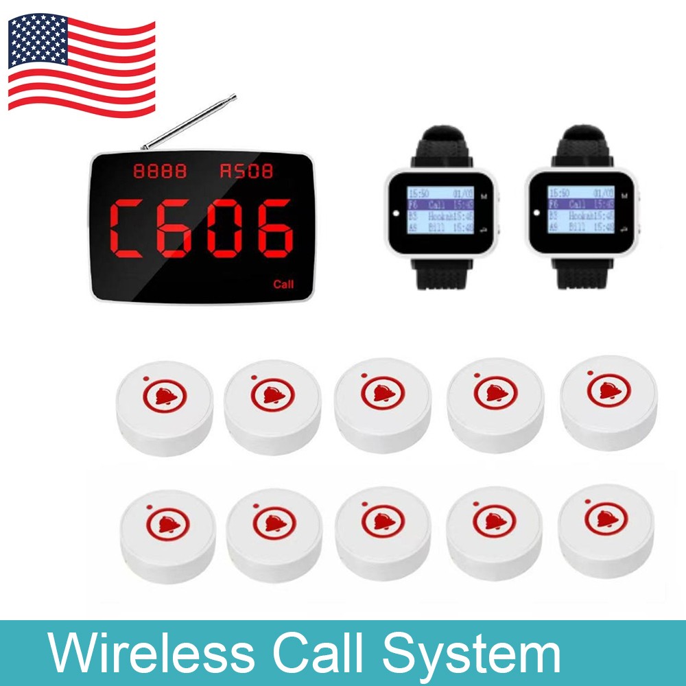 Wireless Restaurant Pager System 1 Display 10 Buttons 1 Watch Pager Nurse Call