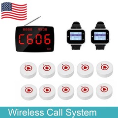 Wireless Restaurant Pager System 1 Display 10 Buttons 1 Watch Pager Nurse Call