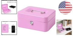 Portable Light Purple Cash Box – Scratch Resistant with Money Tray & Key Lock