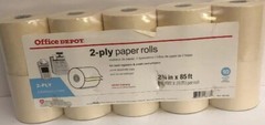 Office Depot® Brand 2-Ply Paper Rolls,2 3/4″ x 85′, Canary/White,Pack Of 10-RARE