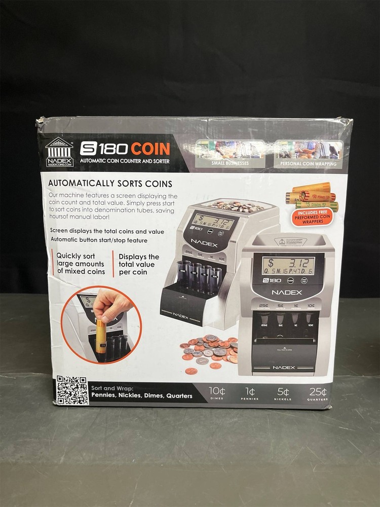 Nadex S180 Digital Coin Counter, Sorter,and Wrapper – Automatically Sorts and Co