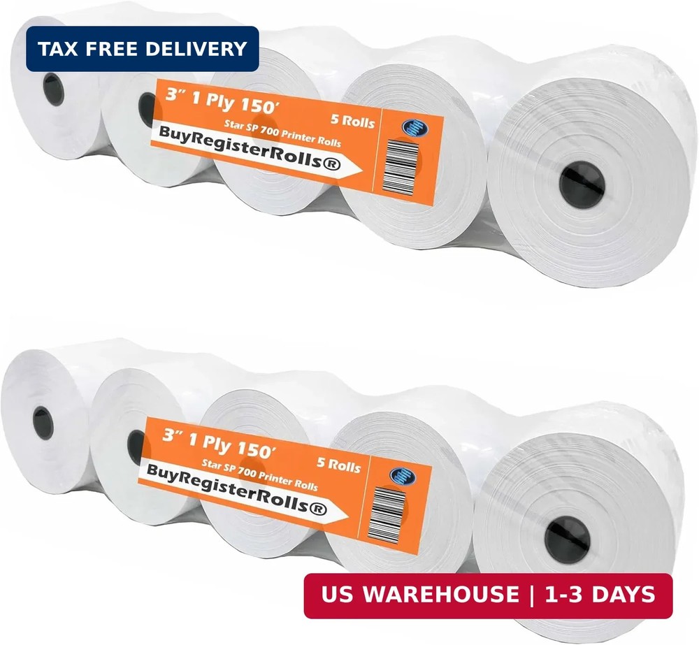 Star SP700 Kitchen Printer Paper (2 Pack of 5 Rolls each) 3″ x 150′ 1-Ply Bond R