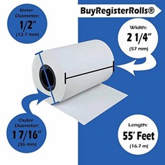 Thermal Paper Tape Rolls for Credit Cash Register Tape 10 Rolls 2 1/4″ x 55