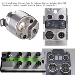 4 Pin Ethernet Cable D-Coded to RJ45 Cat5e for Barcode Reader Sensor 15m PoE
