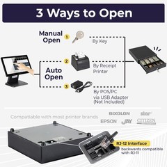 Volcora 13″ Electronic Cash Register Drawer for Point of Sale (POS) System wi…