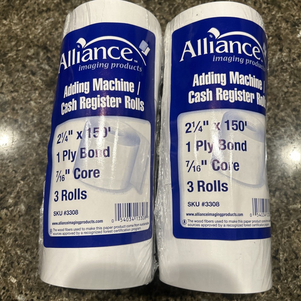 BuyRegisterRolls (6 Rolls) Adding Machine Rolls 2 1/4″ X 150ft White Paper T01