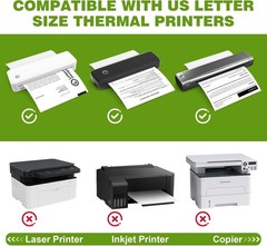 100 Sheets BPA-Free Thermal Printer Paper 8.5 x 11 Inch – Inkless Solution