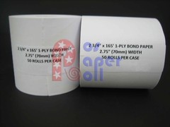 2 3/4″ x 165′ 1 PLY CARBONLESS BOND PoS RECEIPT PAPER 50 ROLLS ** FREE SHIPPING