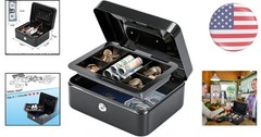 Medium Cash Box with Key Lock & Removable Tray – Portable Metal Storage Solution