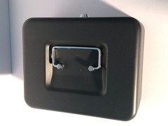 Honeywell black steel cash box with removable tray 8 x 6 x 3 1/2 in.